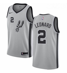 Mens Nike San Antonio Spurs 2 Kawhi Leonard Swingman Silver Alternate NBA Jersey Statement Edition