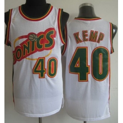 Seattle SuperSonics 40 Shawn Kemp White Hardwood Classics Revolution 30 NBA Jerseys