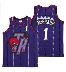 Raptors 1 Tracy McGrady Purple Big Gray TR Logo Retro Jersey