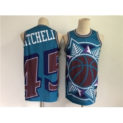 Men Men Utah Jazz 45 Donovan Mitchell Blue Big Face Throwback Stitched Jersey