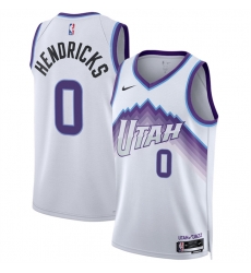 Men Utah Jazz 0 Taylor Hendricks White 2025 Association Edition Stitched Basketball Jersey