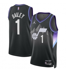 Men Utah Jazz 1 Ace Bailey Black 2024 25 Draft Statement Edition Stitched Basketball Jersey