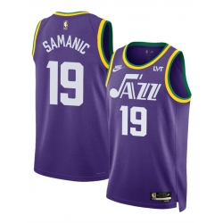 Men Utah Jazz 19 Luka Samanic Purple 2023 Classic Edition Stitched Basketball Jersey