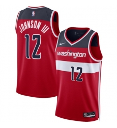 Men Washington Wizards 12 Tre Johnson III Red 2025 Draft Icon Edition Stitched Basketball Jersey