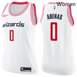 Womens Nike Washington Wizards 0 Gilbert Arenas Swingman WhitePink Fashion NBA Jersey