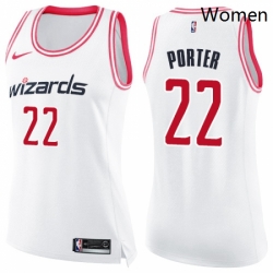 Womens Nike Washington Wizards 22 Otto Porter Swingman WhitePink Fashion NBA Jersey 