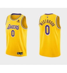 Men Los Angeles Lakers 0 Russell Westbrook Bibigo Yellow Stitched Basketball Jersey