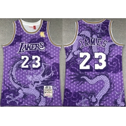 Men Los Angeles Lakers 23 LeBron James Purple 2018 19 Throwback Basketball Jersey