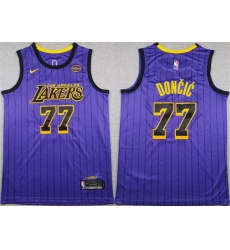 Men Los Angeles Lakers 77 Luka Don u010Di u0107 Purple 2025 Stitched Basketball Jersey