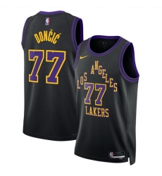 Men Los Angeles Lakers 77 Luka Doncic Black 2025 26 City Edition Stitched Basketball Jersey