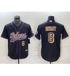 Men Los Angeles Lakers 8 Kobe Bryant Black Cool Base Stitched Baseball Jerseys 6