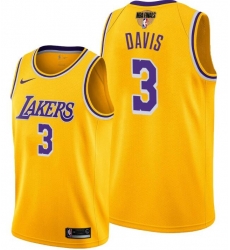 Men's Los Angeles Lakers #3 Anthony Davis 2020 Yellow Finals Stitched NBA Jersey