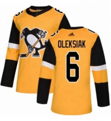 Mens Adidas Pittsburgh Penguins 6 Jamie Oleksiak Premier Gold Alternate NHL Jerse