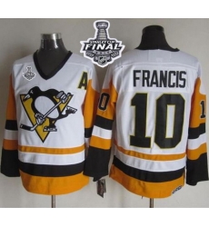 Penguins #10 Ron Francis White Black CCM Throwback 2017 Stanley Cup Final Patch Stitched NHL Jersey