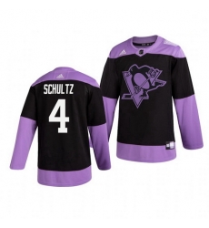 Penguins 4 Justin Schultz Black Purple Hockey Fights Cancer Adidas Jersey