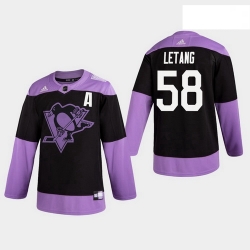 Penguins Kris Letang Black Practice Hockey Fights Cancer Jersey