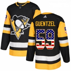 Youth Adidas Pittsburgh Penguins 59 Jake Guentzel Authentic Black USA Flag Fashion NHL Jersey 