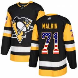 Youth Adidas Pittsburgh Penguins 71 Evgeni Malkin Authentic Black USA Flag Fashion NHL Jersey 