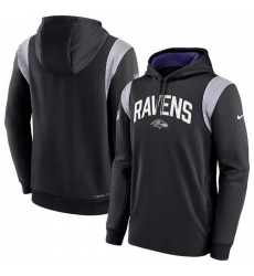 Men Baltimore Ravens Black Sideline Stack Performance Pullover Hoodie 002