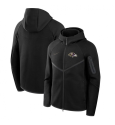 Men Baltimore Ravens Black Tech Fleece Full Zip Windrunner Hoodie