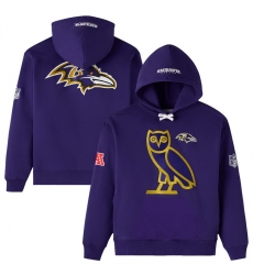 Men Baltimore Ravens Purple OVO Scarlet Icon Team Pullover Hoodie