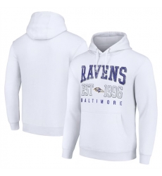 Men Baltimore Ravens White Throwback Logo Pullover Hoodie