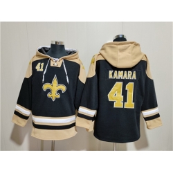 Men New Orleans Saints 41 Alvin Kamara Black Ageless Must Have Lace Up Pullover Hoodie