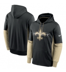 Men New Orleans Saints Black Color Block Fleece Performance Pullover Hoodie