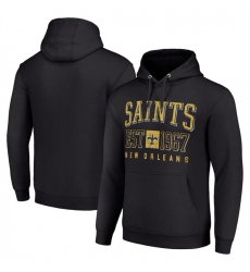 Men New Orleans Saints Black Throwback Logo Pullover Hoodie