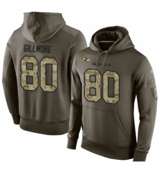 NFL Nike Baltimore Ravens 80 Crockett Gillmore Green Salute To Service Mens Pullover Hoodie