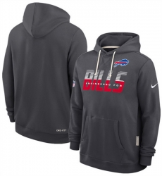Men Buffalo Bills Charcoal Sideline Standard Issue Top Prospect Dri FIT Hoodie