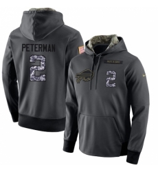 NFL Mens Nike Buffalo Bills 2 Nathan Peterman Stitched Black Anthracite Salute to Service Player Performance Hoodie