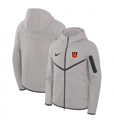 Men Cincinnati Bengals Gray Tech Fleece Full Zip Windrunner Hoodie 
