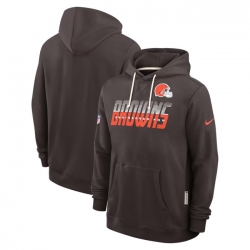 Men Cleveland Browns Brown Sideline Standard Issue Top Prospect Dri FIT Hoodie