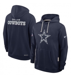Men Dallas Cowboys Navy Sideline Standard Issue Initial Home Dri FIT Pullover Hoodie