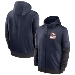 Men Denver Broncos New 2020 Nike Gray Black Fan Gear Mascot Performance Full Zip Hoodie