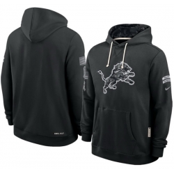 Men Detroit Lions Black 2026 Salute to Service Sideline Dri FIT Pullover Hoodie