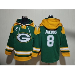 Men Green Bay Packers 8 Josh Jacobs Green Lace Up Pullover Hoodie