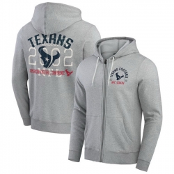 Men Houston Texans Heather Gray Vintage Stripe Full Zip Hoodie
