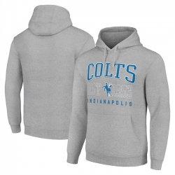 Men Indianapolis Colts Grey Throwback Logo Pullover Hoodie