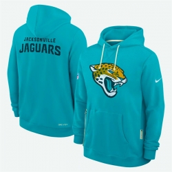 Men Jacksonville Jaguars Aqua Sideline Standard Issue Initial Home Dri FIT Pullover Hoodie