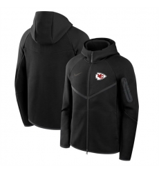 Men Kansas City Chiefs Black Tech Fleece Full Zip Windrunner Hoodie