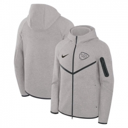 Men Kansas City Chiefs Grey Tech Fleece Windrunner Full Zip Hoodie
