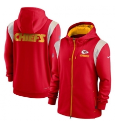 Men Kansas City Chiefs Red Performance Sideline Lockup Full Zip Hoodie