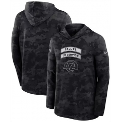 Men Los Angeles Rams Black 2026 Salute to Service Sideline Lightweight Hoodie Dri FIT Long Sleeve Top
