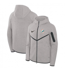Men Miami Dolphins Gray Tech Fleece Full Zip Windrunner Hoodie