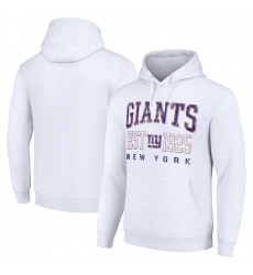 Men New York Giants White Throwback Logo Pullover Hoodie