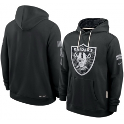 Men Las Vegas Raiders Black 2026 Salute to Service Sideline Dri FIT Pullover Hoodie