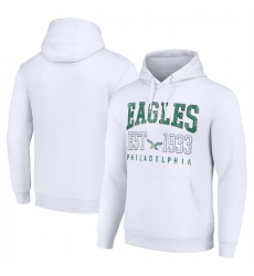 Men Philadelphia Eagles White Throwback Logo Pullover Hoodie