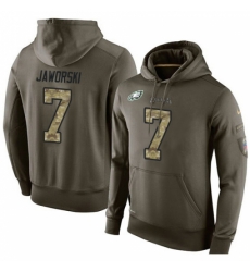 NFL Nike Philadelphia Eagles 7 Ron Jaworski Green Salute To Service Mens Pullover Hoodie